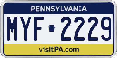 PA license plate MYF2229