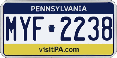 PA license plate MYF2238