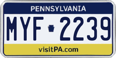PA license plate MYF2239