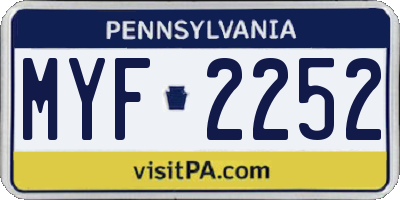 PA license plate MYF2252