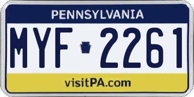 PA license plate MYF2261