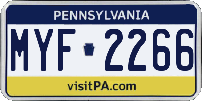 PA license plate MYF2266