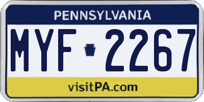 PA license plate MYF2267