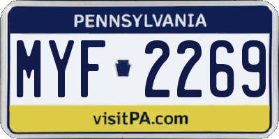 PA license plate MYF2269