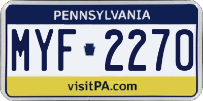 PA license plate MYF2270
