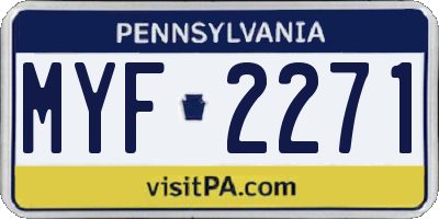PA license plate MYF2271
