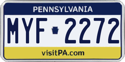 PA license plate MYF2272
