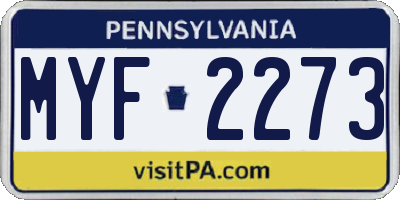 PA license plate MYF2273