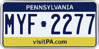 PA license plate MYF2277