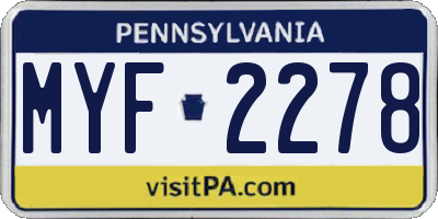 PA license plate MYF2278