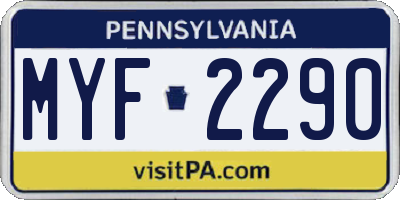 PA license plate MYF2290