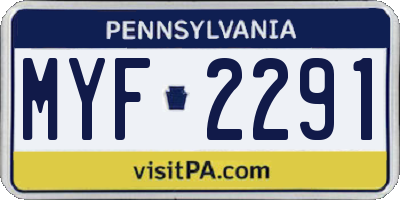 PA license plate MYF2291