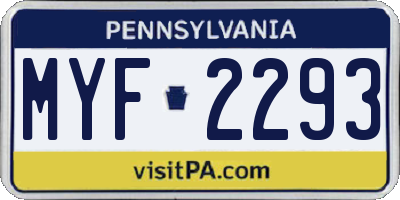 PA license plate MYF2293