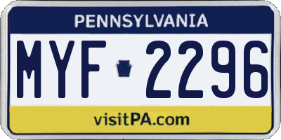PA license plate MYF2296