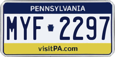 PA license plate MYF2297