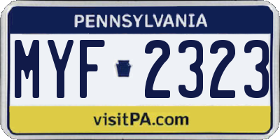 PA license plate MYF2323
