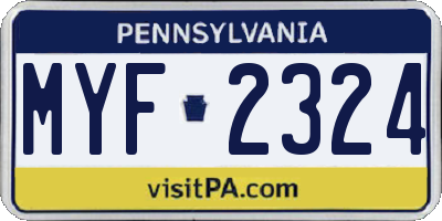 PA license plate MYF2324