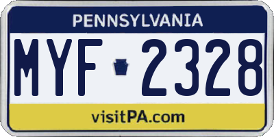 PA license plate MYF2328