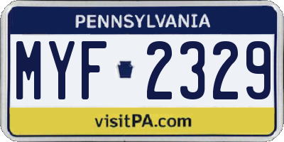 PA license plate MYF2329
