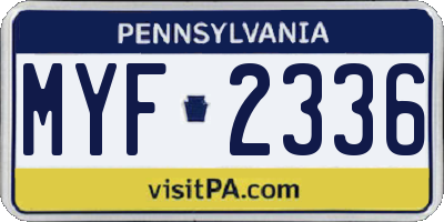 PA license plate MYF2336