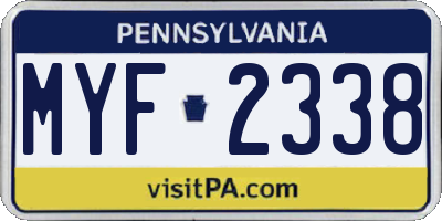 PA license plate MYF2338