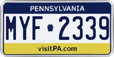 PA license plate MYF2339