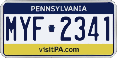 PA license plate MYF2341