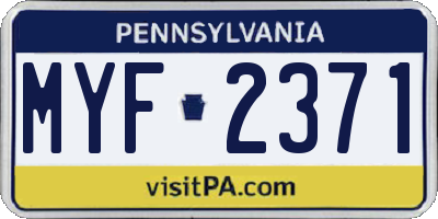PA license plate MYF2371