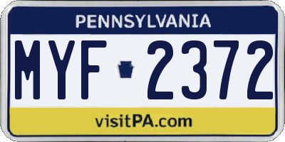 PA license plate MYF2372