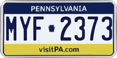 PA license plate MYF2373