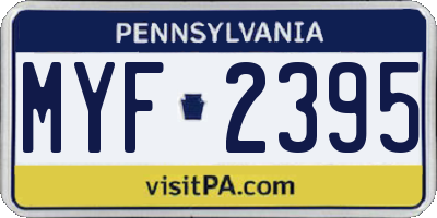 PA license plate MYF2395
