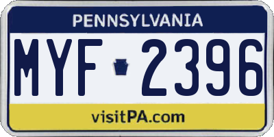 PA license plate MYF2396