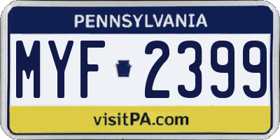 PA license plate MYF2399