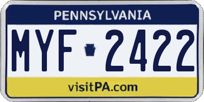 PA license plate MYF2422