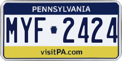 PA license plate MYF2424