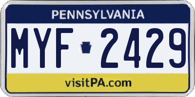 PA license plate MYF2429