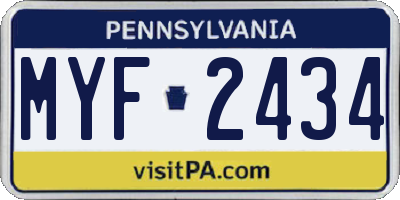 PA license plate MYF2434