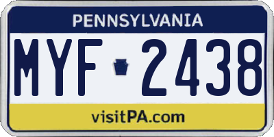 PA license plate MYF2438