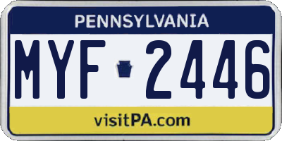 PA license plate MYF2446