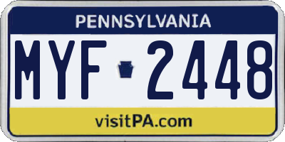 PA license plate MYF2448