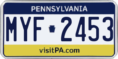 PA license plate MYF2453