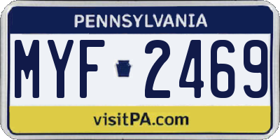 PA license plate MYF2469