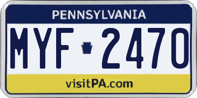 PA license plate MYF2470
