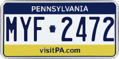 PA license plate MYF2472
