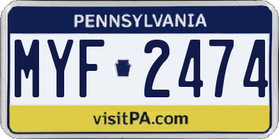 PA license plate MYF2474
