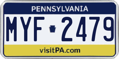 PA license plate MYF2479