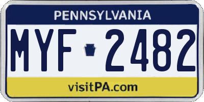 PA license plate MYF2482