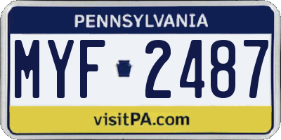 PA license plate MYF2487