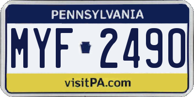 PA license plate MYF2490