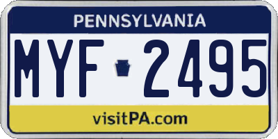 PA license plate MYF2495